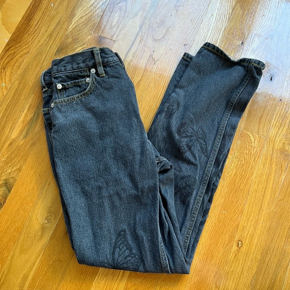 X girl black jeans with subtle butterfly design - Picture 4 of 6